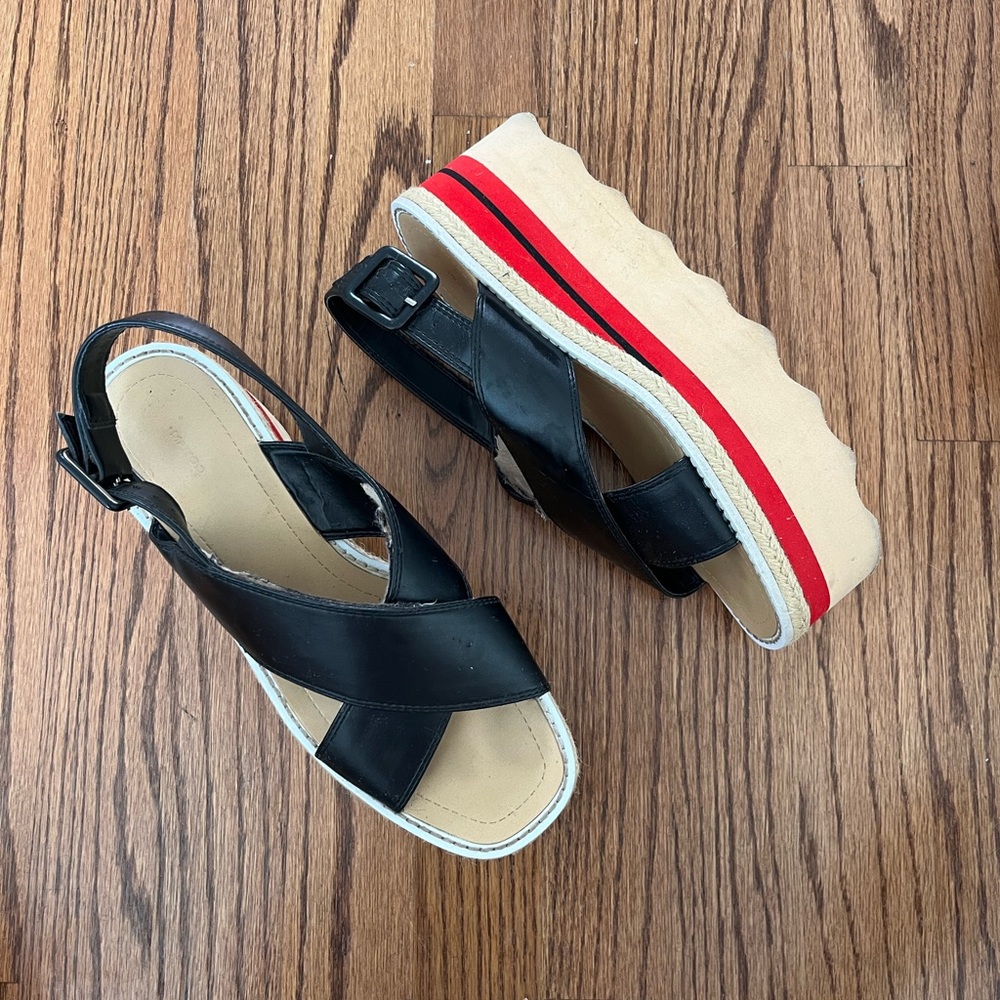Mango Black and Red Sandals with Modern Comfort